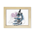 thumbnail image 1 of Microscopio de conocimiento de química Escritorio de madera Arte Pintura 6x8 pulgadas marco de foto foto, 1 of 4