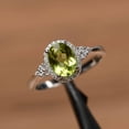 thumbnail image 3 of natural peridot ring oval cut promise engagement ring solid sterling silver ring green gemstone August birthstone ring, 3 of 3