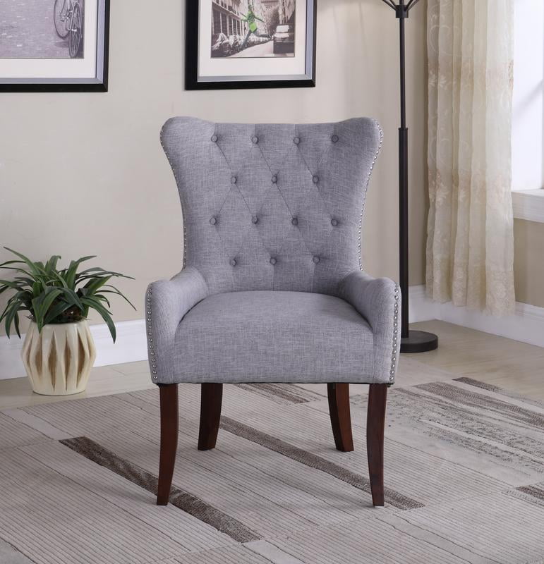 Button Tufted Elegant Accent Chair, Gray - Walmart.com