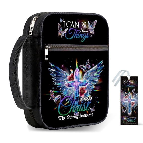 1pc Bible Covers 12x8.7 inch(30.5x22cm) Flower Carrying Book Case Rose Floral Church Bag Bible Protective with Handle and Zippered Pocket Wing