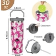 thumbnail image 3 of Pink Ghost Tumbler With Handle,Halloween Gifts for kids,Halloween Tumbler With Lid and Straw 30oz Stainless Steel Insulated Tumblers Pink Ghost Travel Cup Cute Halloween Coffee Mug for Women, 3 of 6