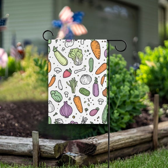 Yayeee Garden Flag 12" x 18" Double Sided Outdoor Yard Lawn Holiday Decorations, Purple Vegetables Pattern