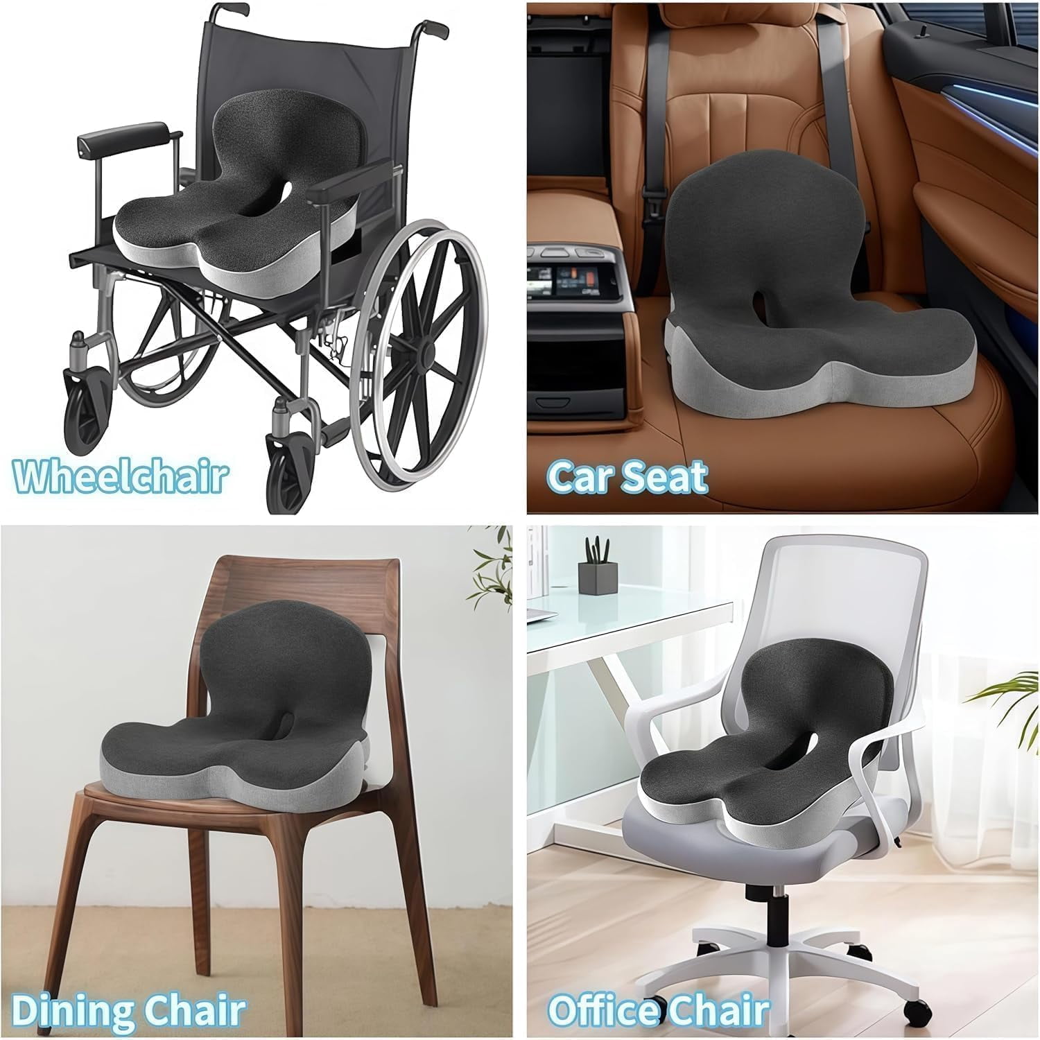 Celinva Orthopedic Cushion, Instant Relief for Back & Sciatica Pain, Long Sitting Lumbar Support, Memory Foam Truck Seats Cushions, Removable Cover Anti Slip Cushion for Drive,Office