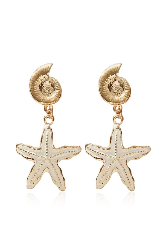 Starfish Earrings Beach Jewelry for Women Seashell Pearl Drop Earrings Summer Accessories Tropical Vacation Outfits Beach Vacation Clothes Dresses