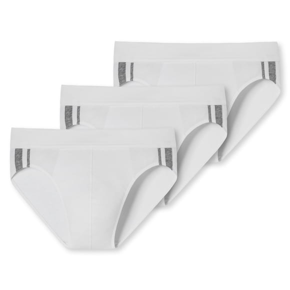SCHIESSER Calzoncillos para Hombres, Paquete de 3 - Rio Slip 95/5, Algodón Estirado, Rayas laterales Blanco XL (X-Large)