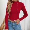 thumbnail image 6 of JJHGVB Thermal Sweater for Women Long Sleeve Sweaters for Women Fitted Shirts for Women Winter Sweater Summer Tops Basic Womens Tank Tops Sweaters for Women Trendy Red XL, 6 of 6