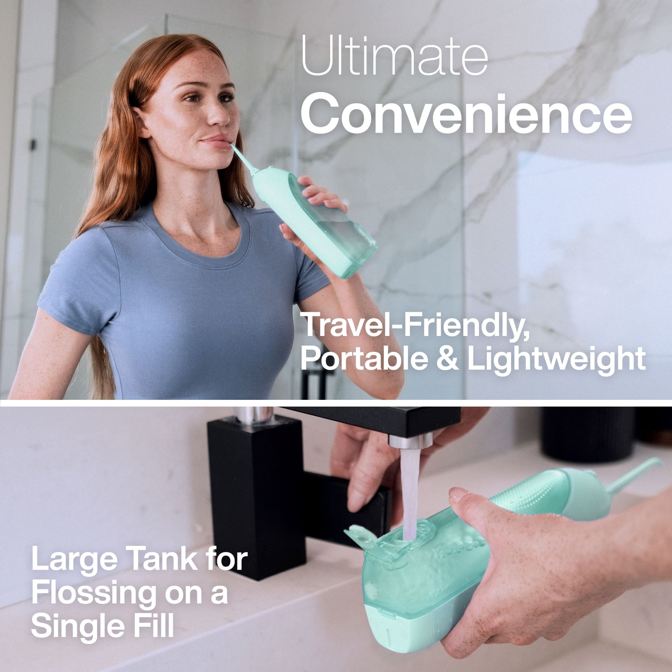 AquaSonic Icon Electric Water Flosser - 150ml Tank, Cordless Rechargeable, Waterproof, Portable Oral Irrigator - Green