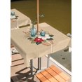thumbnail image 2 of Outdoor Tablecloth with Umbrella Hole for Patio/Picnic/Party/Camping, Cherry Blossoms Waterproof Table Cloth Square Cover Washable, Japanese Spring Floral Leaves Vintage Beige (60"x 60"), 2 of 8