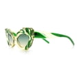 thumbnail image 6 of Womens Floral Thick Plastic Foliage Oval Retro Fashion Plastic Sunglasses Green Beige - Green, 6 of 8
