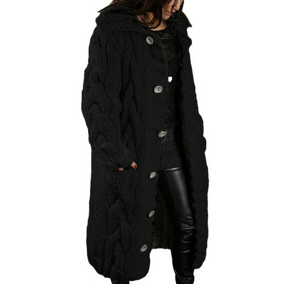Womens Cardigan Sweater  Long Jacket Outwear (S, Black)