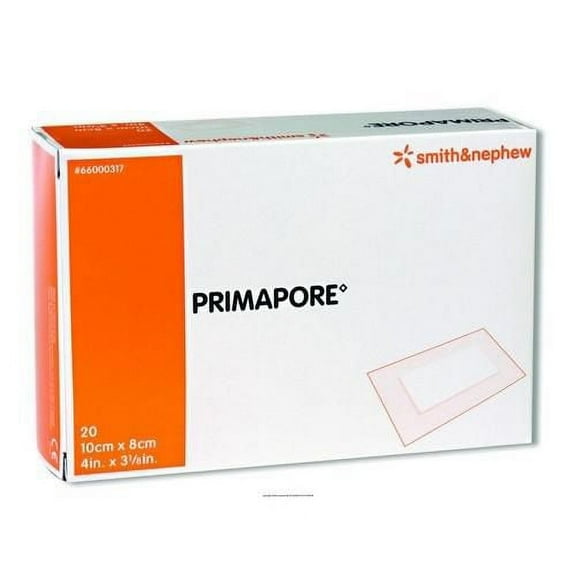 Smith & Nephew Primapore Adhesive Wound Dressing, Sterile 4'' x 3.125'', 2 Packs of 20