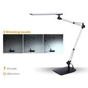 PureOptics LED Dual Swing Arm Desk Lamp, Touch On/Off, Multi-Level Dimming, Black (VLED1509)