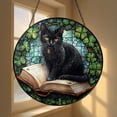 Black Cat Decorative Stained Glass Style Suncatcher Window Hanging ...