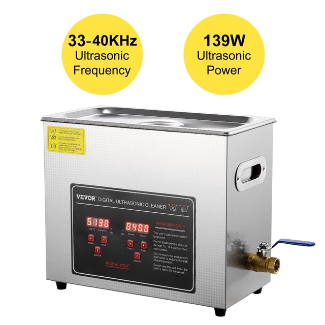 Limpiador ultrasónico VEVOR con temporizador digital y calentador 6 L Acero inoxidable