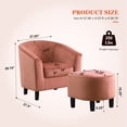 thumbnail image 2 of Accent Chair with Ottoman Set, Upholstered Soft Barrel Chair with Footrest & Cushion, Reading Chair Armchair for Living Room, Bedroom, Office, Reading Room,Velvet Pink, 2 of 8