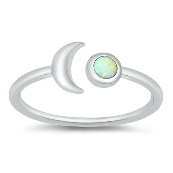 CHOOSE YOUR COLOR Crescent Moon Sun Celestial .925 Sterling Silver Band White CZ Female Size 11