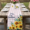 thumbnail image 4 of Sunflower Table Runner 108 Inches, Summer Botanical Yellow Floral Purple Plaid Bed Runner Dresser Scarves Tabletop for Indoor Outdoor Parties/Ceremony/Banquet, 13"x 108", 4 of 9
