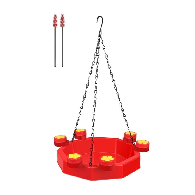 Bandeja colgante para baño de pájaros, decoración de al aire libre, con cepillo, bandeja extraíble 3 en 1 para comedero de pájaros al aire shamjiam Comedero para pájaros