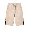 thumbnail image 4 of Womens Bermuda Shorts Drawstring Waist Athletic Loose Casual Running Comfy Summer Shorts with Pockets by Yigetop Beige L, 4 of 6