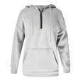 thumbnail image 4 of Winter Hoodies For Women Long Sleeve Zip Hoodie With Pockets Solid Color Pullover Sweatshirt Ulitacool Classic Tops Grey Xl, 4 of 5