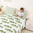 thumbnail image 3 of Feelyou Green Spotted Pike Fish Bed Sheets for Boys Girls, Simple Ocean Wildlife King Sheets, Green White, 4pcs, 3 of 5