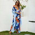 thumbnail image 6 of Babysbule Women's Dress 2024 Summer Womens Flare Sleeve V-Neck Long Robe Loose Beach Floral Pattern Printed Long Maxi Dress, 6 of 8