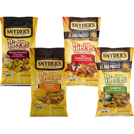 hanover flavored pretzel snyder variety oz pieces bags pack