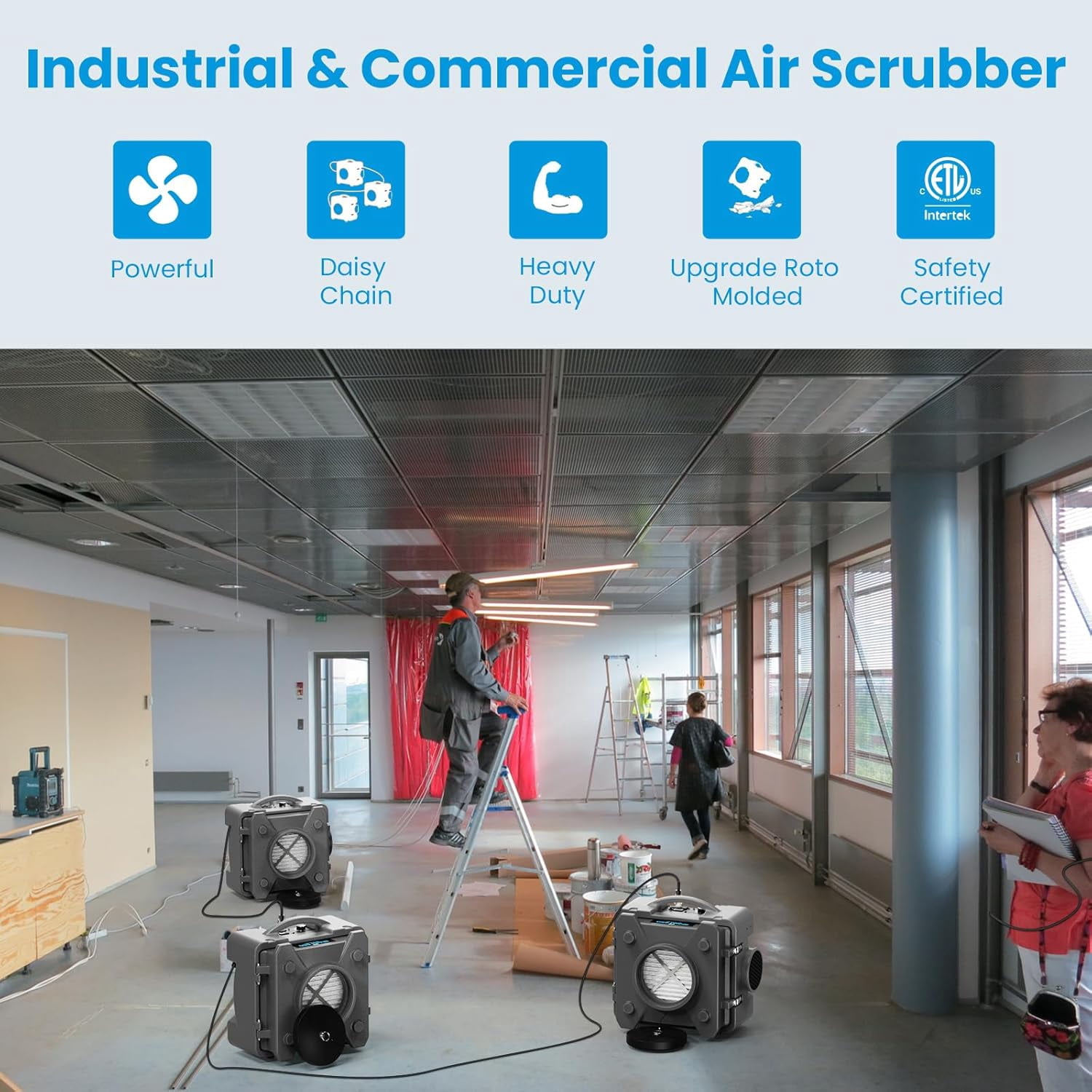 CADPXS Shield-550 Negative Machine Airbourne Cleaner HEPA Scrubber Water Damage Restoration Equipment Air Purifier, Air Scrubbers