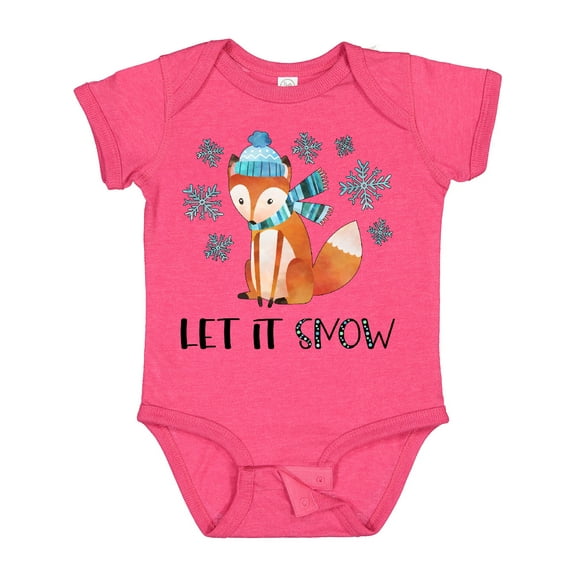 Inktastic Let it Snow Cute Orange Fox in Hat and Scarf Boys or Girls Baby Bodysuit
