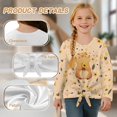 thumbnail image 5 of DISNIMO Girls Long Sleeve Shirt Capybara Flower Print Casual Tunic Tops Soft Loose Blouse Shirts with Tie Hem Crew Neck Pullover Tops, 5 of 8