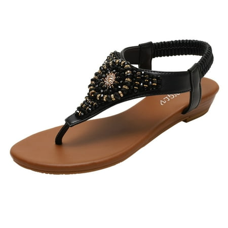

Womens Wedges Shoes Elastic Band Casual Bohemian Sandals Boho Beach Sandals Flip Flops Pineapple Sandals for Women Size 9 Women s Bow Knot Heeled Sandals Bridal Wedding Open Toe Strap Heels