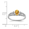 thumbnail image 2 of White Sterling Silver Ring Band Gemstone (11) November Citrine Oval Yellow Diamond Round, 2 of 2