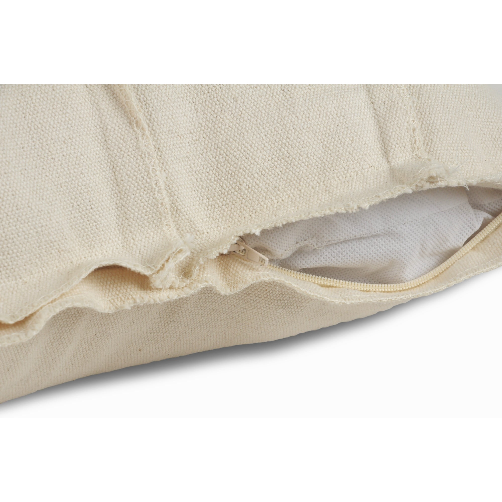 Laddha Home Designs Handwoven Over Tufted Grid Cotton Throw Pillow Cover - 20" - Cream