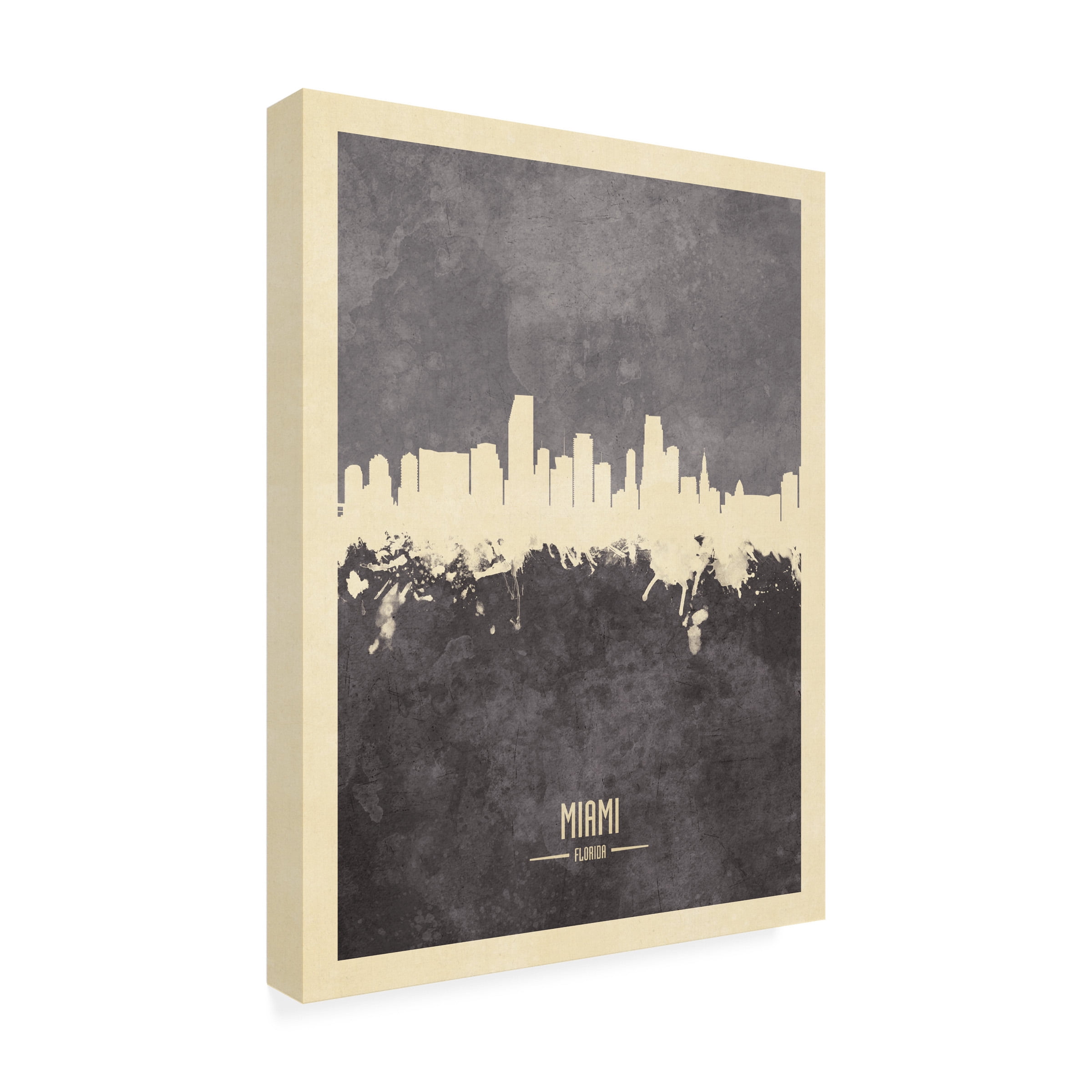 Michael Tompsett 'Miami Florida Skyline Gray' Canvas Art