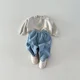 thumbnail image 5 of Conjunto con capucha de primavera para niños, sudadera y pantalones acolchados de lana con letras para niños, jersey informal cálido para niñas, traje para chico, 2 uds., 5 of 6