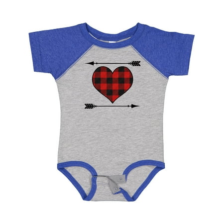 

Inktastic Buffalo Plaid Valentines Day Heart Gift Baby Boy or Baby Girl Bodysuit