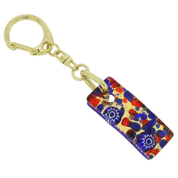 GlassOfVenice Murano Glass Colors Stick Keychain - Blue Red