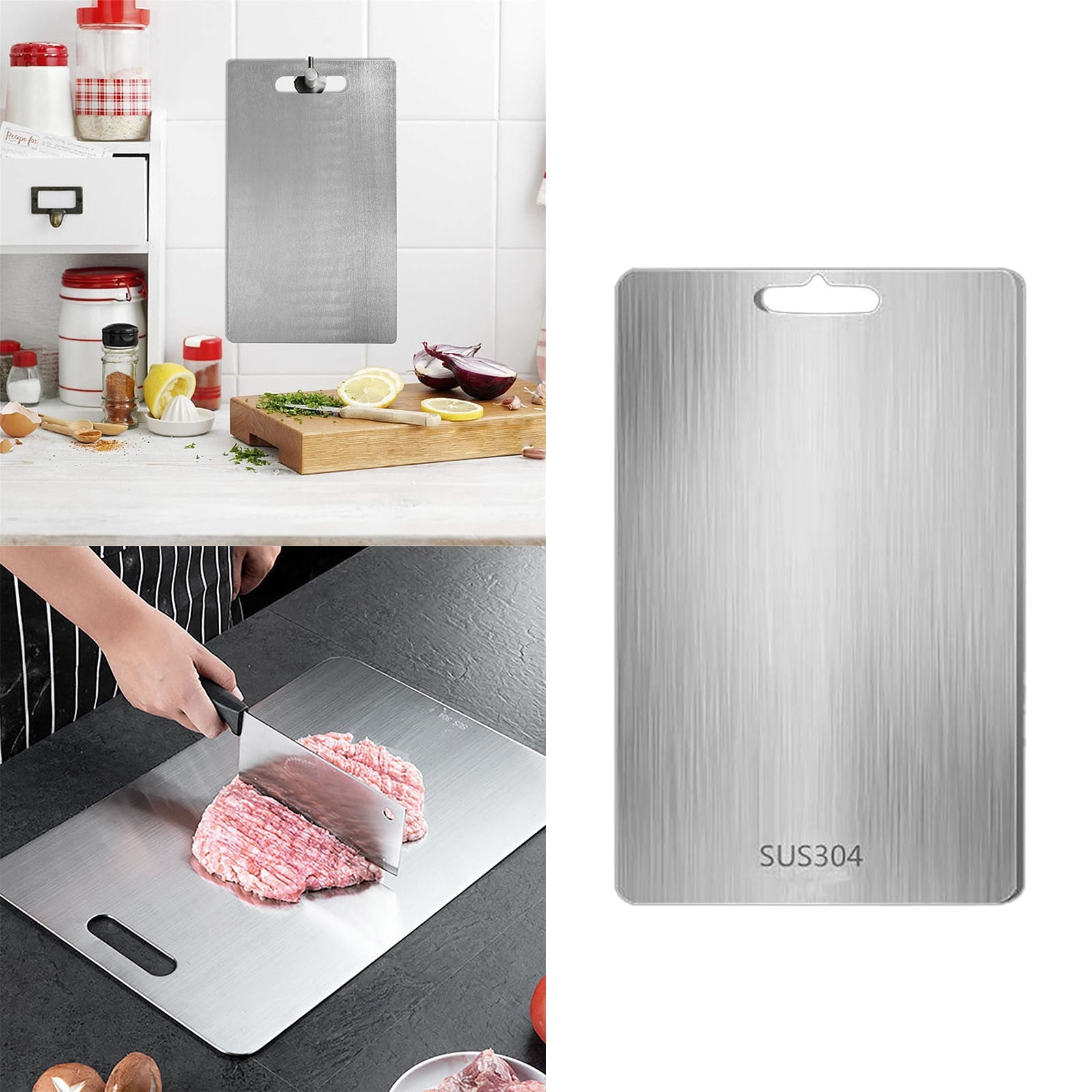 Lot De 3 Planches à Découper Inox - Double Face Pour Viande Et Légumes (20x30 à 28x39 Cm)