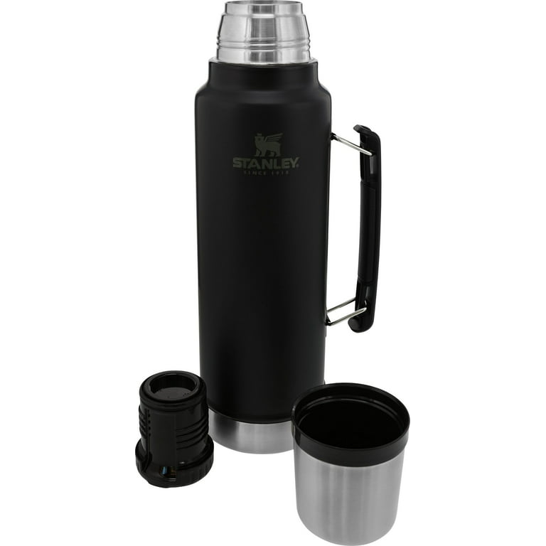 Stanley Classic Black Thermos w/Handle 32 oz - 1 qt Screw Lid and Cup  Stainless