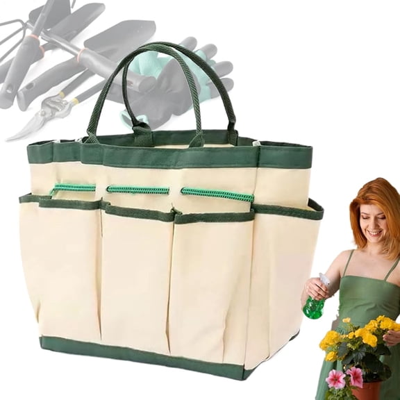 RYLZX Garden Oxford Tool Bag Outdoor Multi Pocket Gardening Tool Kit Holder 10" x 12" with 8 Pockets for Indoor and Outdoor Gardening, Garden Tool Kit Holder (Tools NOT Included)