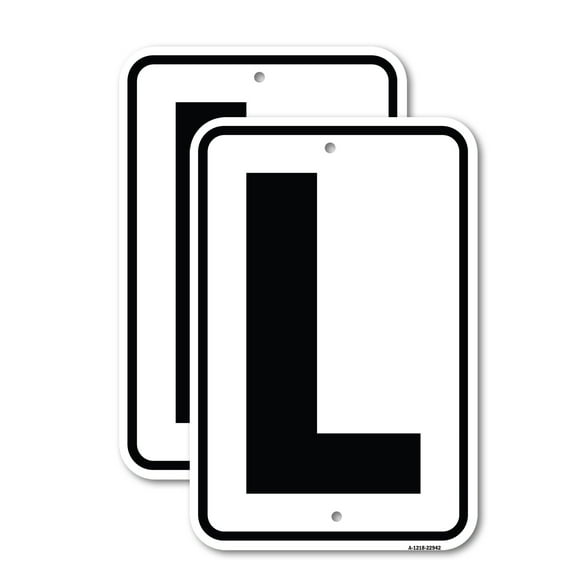 (2 Pack) Sign with Letter L | 12" X 18" Heavy-Gauge Aluminum Sign | Rust Free Aluminum, Weather Resistant, Waterproof, Fade Resistant, 2 Pre-drilled Holes