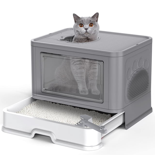 Caja de arena para gatos NoraxNeko Cerrada y plegable con entrada superior
