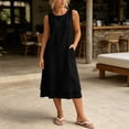 thumbnail image 6 of Levmjia Womens Dresses Flowy Elegant Solid Color Dress and Sleeveless Round Neck One-Piece Set Plus Size Sleeveless Commute Maxi Dress, 6 of 7
