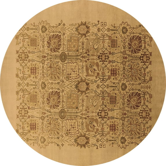 Ahgly Company Indoor Round Oriental Brown Industrial Area Rugs, 8' Round