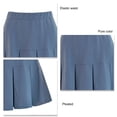 thumbnail image 5 of Vestido Plisado Corto De Mujer Vestido Plisado De Cintura Elástica De Color Puro De Talle Alto Para Verano Primavera Otoño Azul M, 5 of 5