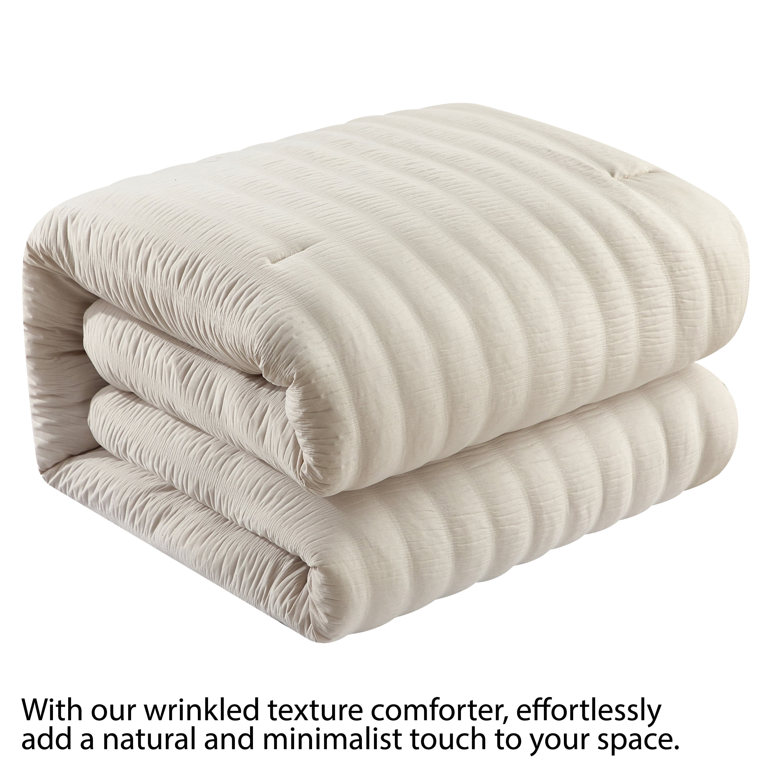 Style House Tan Crinkle Comforter for Teens Adults Seniors, Twin
