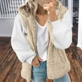 thumbnail image 2 of Scyoekwg Womens Winter Coat Loose Zipper Drawstring Hooded Fleece Jackets Cardigan Wool Coat Fall Winter Warm Coats Color Block Casual Sleeveless Tops Outerwear Beige M(6), 2 of 5