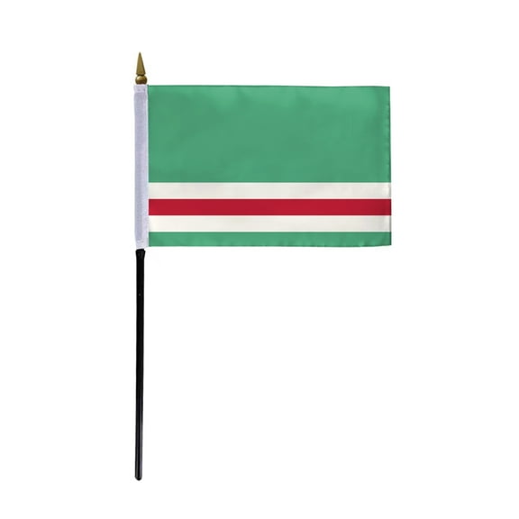 AGAS Chechen Republic of Ichkeria Flag 4x6 inch - 11" Plastic Pole 100% Polyester Stitched Edges Republic of Ichkeria National Mini Flag on a Stick