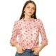 thumbnail image 1 of INSPIRE CHIC Blusa Con Cuello Con Volantes Para Mujer, Blusas Transparentes De Encaje Con Mangas 3/4 Corazón blanco rojo XS, 1 of 6