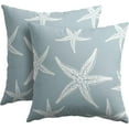 thumbnail image 2 of Beach Blue Starfish Pillow Covers 16x16 Inch Set of 2 Summer Light Blue Sea Star Throw Pillowcase Cotton Linen Square Decorative Nautical Coastal Cushion Cover for Sofa Bedroom Indoor Outdoor Party, 2 of 6